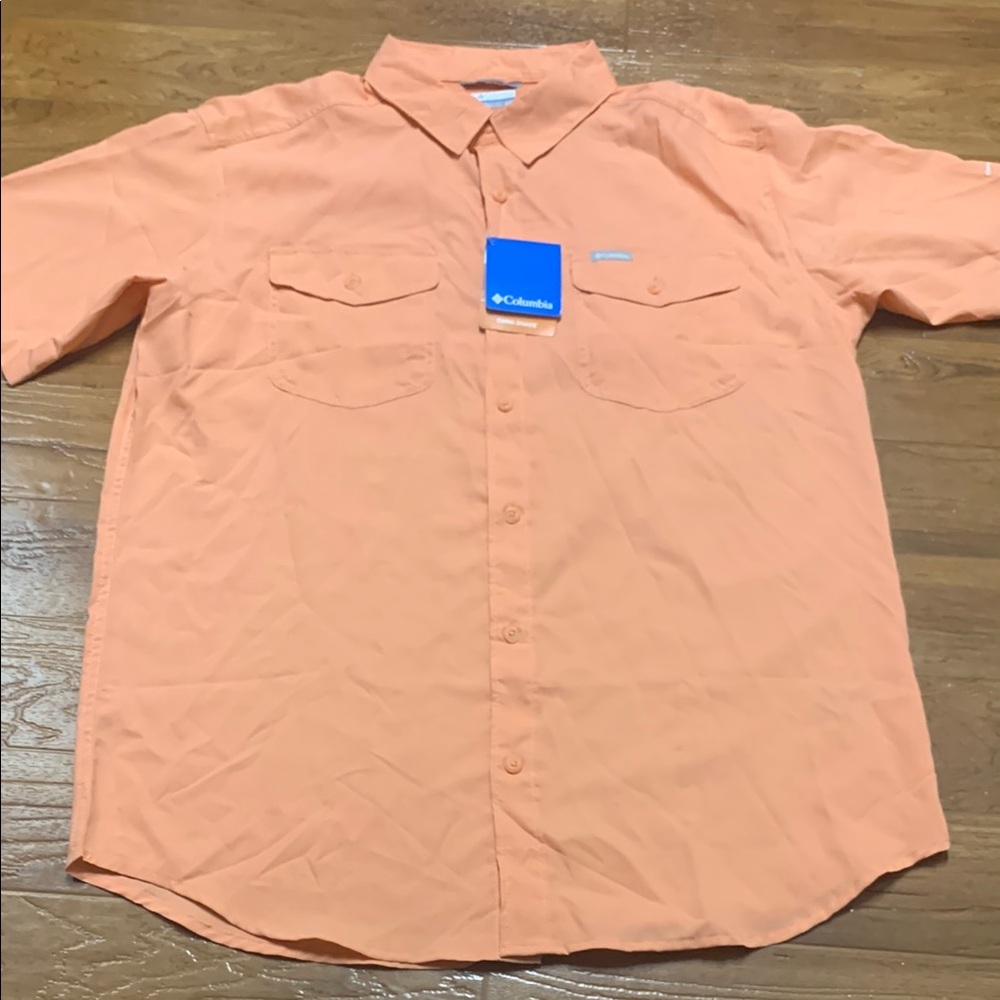 NWT Columbia Utilizer II UPF 40 Men's Short-Sleeve Button-Up Shirt - Peach